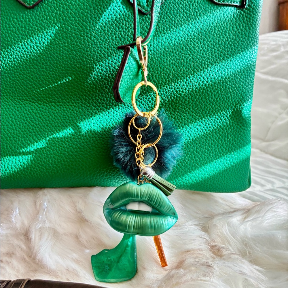 Glam Lips and Heel Charm Keychain l Gold Hardware